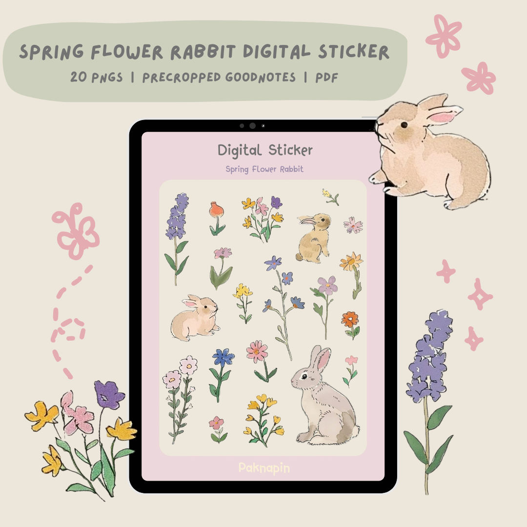 [Free] Spring Flower Rabbit Digital Sticker by Paknapin