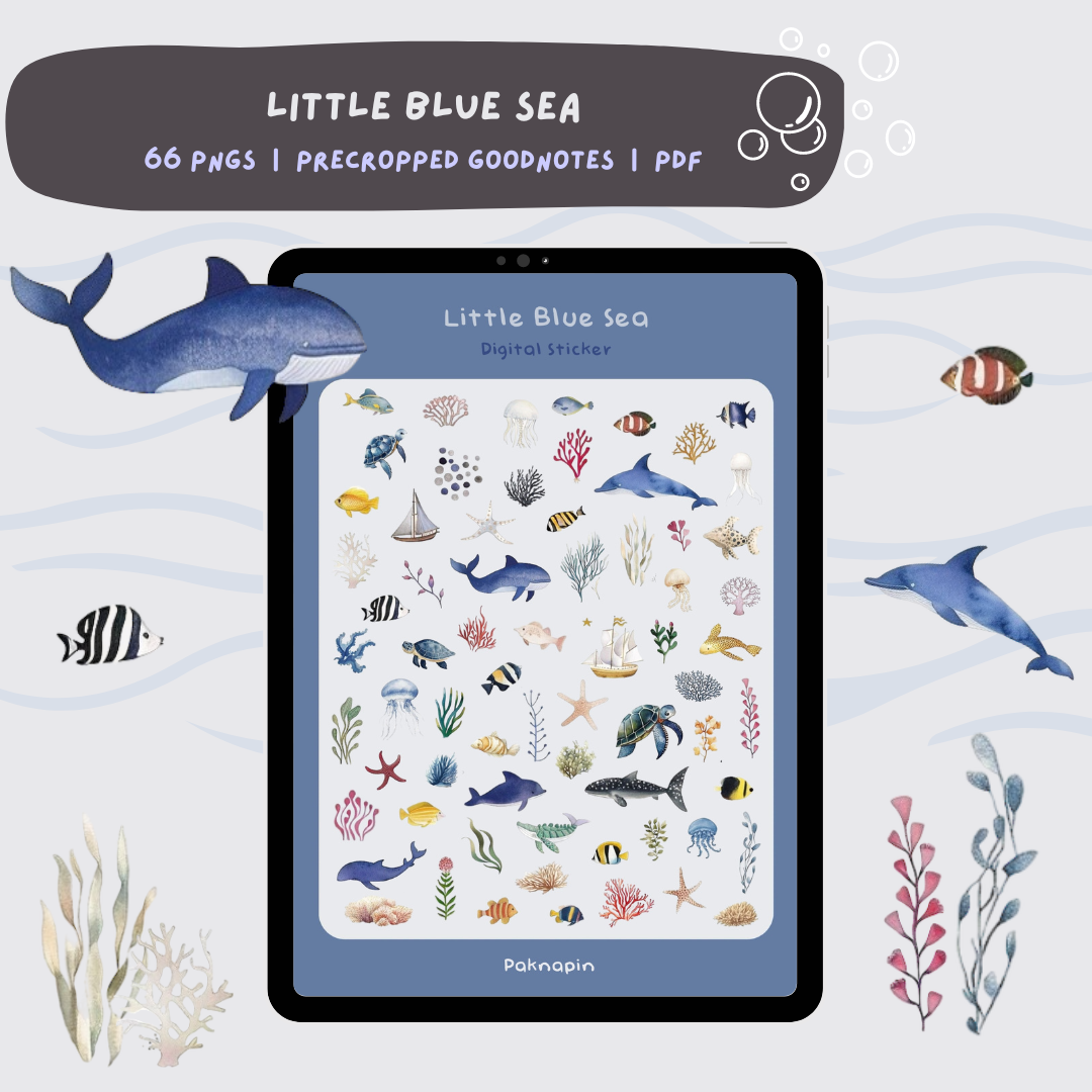 Little Blue Sea Digital Sticker by Paknapin